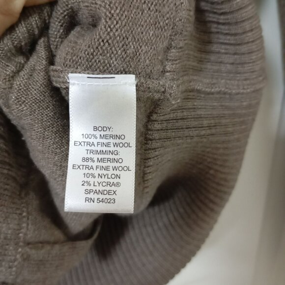 Banana Republic Cardigan Extra Fine Merino Wool Zip-Up Sweater Small Brown Mens - Picture 7 of 10